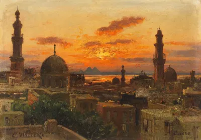 Каир в вечернем свете by Карл Вутке, 1889 — digital art print download