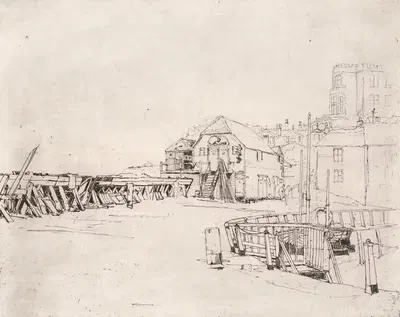 Плот «Лузитания» на пирсе Бродстейрс by Сэр Фрэнк Шорт, 1920 — digital art print download