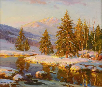 Winter Sunset by Constantin Westchiloff, 1938 — digital art print download