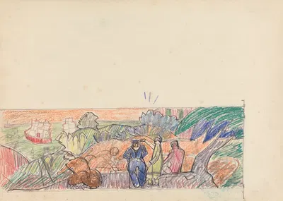 Cave of the Golden Calf; Study for Mural, Gentleman in Foreground by Спенсер Фредерик Гор, 1912 — digital art print download