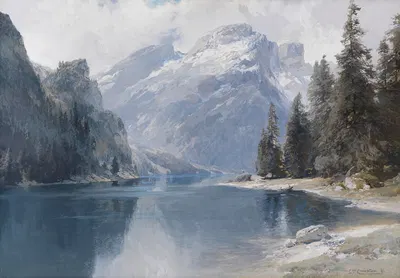 Pragser Wildsee by Edward Theodore Compton, 1880 — digital art print download