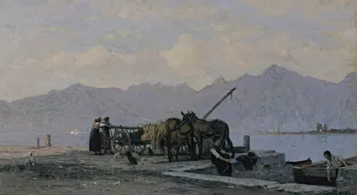 View Of Lake Geneva by François Bocion, 1878 — digital art print download