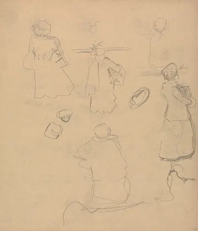Cave of the Golden Calf; Studies of a Woman in a Coat and Hat by Спенсер Фредерик Гор, 1912 — digital art print download