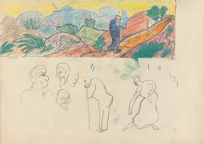Cave of the Golden Calf; Study for a Mural Decoration, Old Man in Landscape by Спенсер Фредерик Гор, 1912 — digital art…