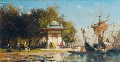 A Fountain By The Sea In Turkey by Germain Fabius Brest — digital art print download