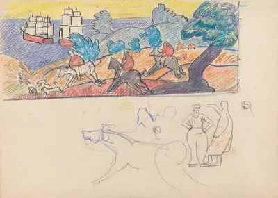 Cave of the Golden Calf; Study for Deer Hunting Mural by Спенсер Фредерик Гор, 1912 — digital art print download