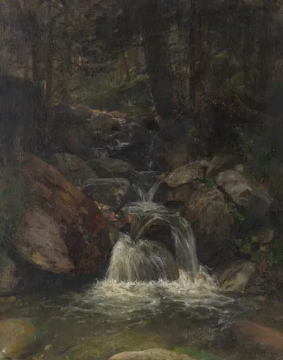 Лесная глубь с водопадом by Густав Фридрих Паппериц, 1850 — digital art print download