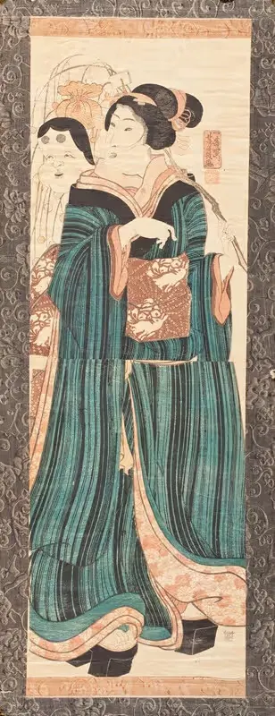Woman Carrying a New Year Decoration by Utagawa Yoshikazu — digital art print download