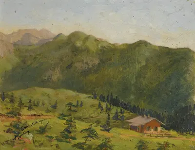 Охотничий домик в Саасе в Лихтенштейне by Ганс Гантнер, 1900 — digital art print download