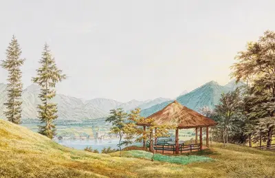 Ansicht vom Tegernsee mit dem großen Paraplui by Heinrich Adam, 1831 — digital art print download
