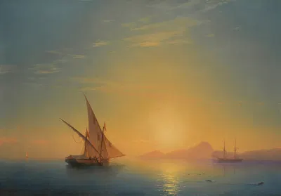 Закат над Искьей by Иван Константинович Айвазовский, 1857 — digital art print download