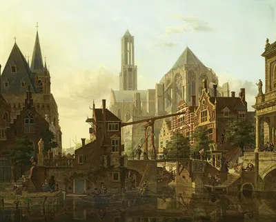A Lively Townscene, Utrecht by Jan Hendrik Verheijen — digital art print download