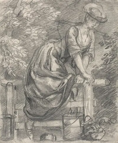 A Milkmaid Climbing a Stile by Thomas Gainsborough — digital art print download