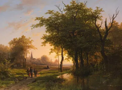 Лесной пейзаж с прудом by Иоганн Бернард Кломбек, 1837 — digital art print download