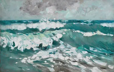 Движущееся море с брызгами волн by Карл Хагемейстер, 1912 — digital art print download