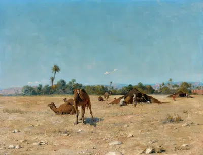 Бедуинский лагерь, Бискра by Жан Батист Поль Лазерж, 1890 — digital art print download