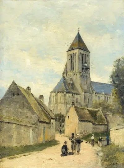 Ouistreham church in Normandy by Stanislas Lépine — digital art print download