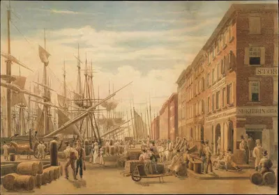 View of South Street, from Maiden Lane, New York City by William James Bennett — digital art print download