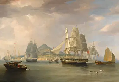 The Opium Ships At Lintin, China by William John Huggins, 1824 — digital art print download