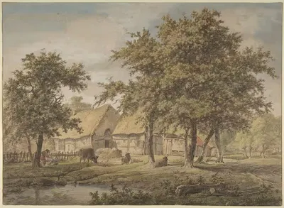 Пейзаж с фермерским домом by Адрианус де Виссер, 1757–1837 — digital art print download