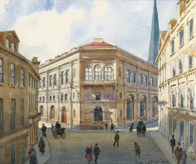 View Of The Riga Stock Exchange by Albert Nikolaevich Benois, 1880 — digital art print download