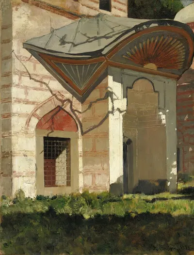 Porta Del Turbè Con Sole Raggiante Dipinto by Alberto Pasini, 1873 — digital art print download
