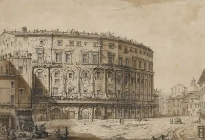 The Theatre of Marcellus, Rome, after Giovanni Battista Piranesi by Уильям Парротт — digital art print download
