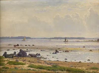 Dänische Ostseeküste am Roskildefjord, Seeland by Anton Erik Christian Thorenfeld, 1887 — digital art print download