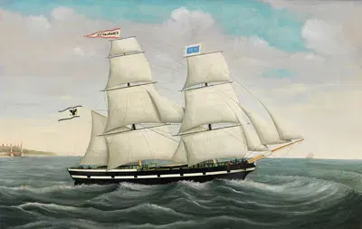 Прусская бригантина 'Шарлотта' by Август Ласцки, 1865 — digital art print download