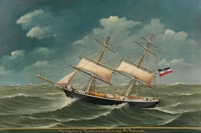 Бриг 'Гермина фон Уеккерминде' под капитаном Р. Франком by Август Ласцки, 1865 — digital art print download