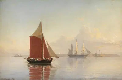 Лодка и два парусника by Карл Эмил Баагё, 1867 — digital art print download