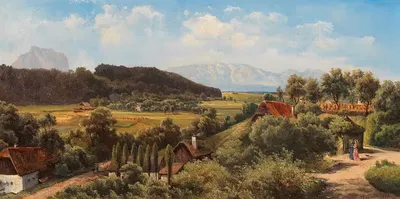 Вид с замка Вимсбах на Хелленгебирге и Траунштайн by Карл Франц Эмануэль Хаунольд, 1877 — digital art print download