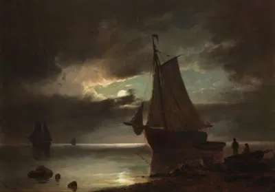 Mondschein an der Küste by Carl Bille, 1850 — digital art print download