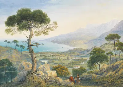 Крымский пейзаж с морской бухтой by Карло Боссоли, 1844 — digital art print download