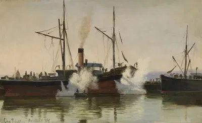 Пароход в порту Орхуса by Кристиан Блаш, 1884 — digital art print download