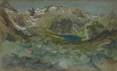 Вид на озеро Эспинго и цирк Эспинго в Пиренеях by Южен-Эммануэль Виолет-ле-Дюк, 1865 — digital art print download