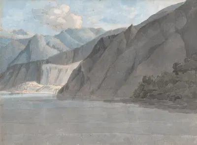 View of Lake Como with Monte Leoni by Francis Towne, 1781 — digital art print download