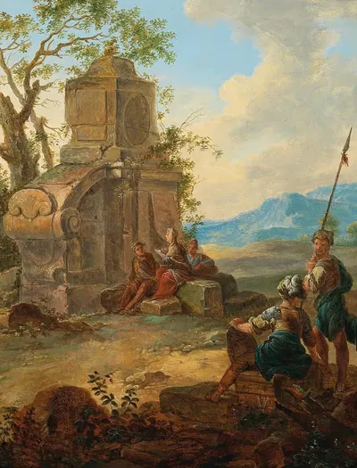 Пейзаж с руинами и отдыхающими фигурами by Франц де Паула Ферг — digital art print download