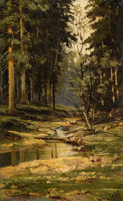 Forest Brook by Ivan Ivanovich Shishkin, 1885 — digital art print download
