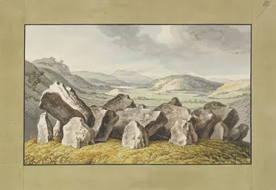 Прекhistoric каменный круг на холме, обширный ландшафт за ним by Иоганн Генрих Вильгельм Тишбейн — digital art print download