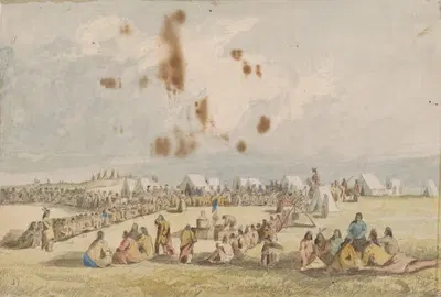 Distribution of Goods to the Assiniboins by John Mix Stanley, 1854 — digital art print download