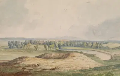 Milk River – Bear’s Paw Mountain in Distance by John Mix Stanley, 1854 — digital art print download