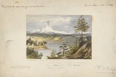 Mt. Baker and Cascade Range, from Whitby’s Island by John Mix Stanley, 1854 — digital art print download