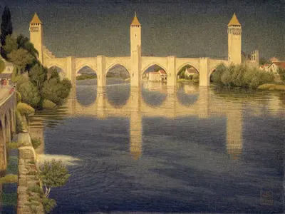 Мост Вальентре, Кахорс, Франция by Джозеф Эдвард Саутолл, 1936 — digital art print download