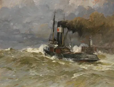 Гамбургский буксир 'Альбатрос' 'SOS зовет' by Леонард Сандрок, 1930 — digital art print download