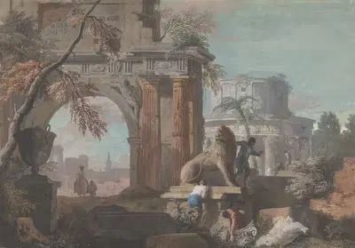 Каприччио с римскими руинами by Марко Риччи, 1676–1730 — digital art print download