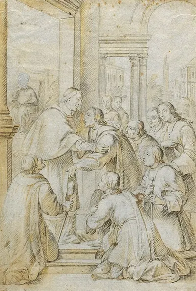 Saint Bruno Meets Bishop Hugh of Cologne by Antoni Viladomat — digital art print download