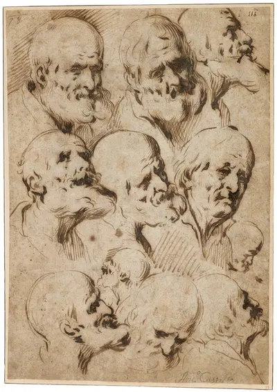 Study of Heads of Apostles by Antonio del Castillo Y Saavedra, 1648-1652 — digital art print download