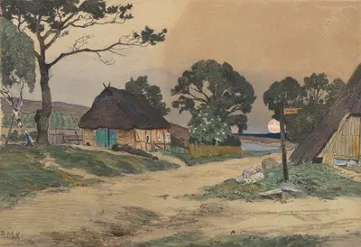 Abend im Haidedorf by Paul Müller-Kaempff, 1910 — digital art print download