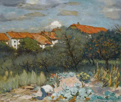Пейзаж с красными крышами by Пётр Александрович Нилус, 1943 — digital art print download
